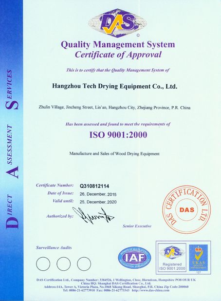 Chine Hangzhou Tech Drying Equipment Co., Ltd. Certifications